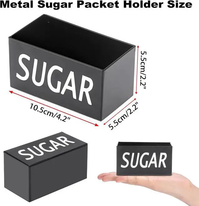 Alt view image 4 of 7 - ELLDOO Sugar Packet Holder, Metal Sugar Bowl for Restaurant, Tea Bag Organizer, Small Condiments Packet Holder Sugar Caddy Dispenser for Countertop Coffee BarBlack
