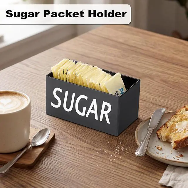 Alt view image 6 of 7 - ELLDOO Sugar Packet Holder, Metal Sugar Bowl for Restaurant, Tea Bag Organizer, Small Condiments Packet Holder Sugar Caddy Dispenser for Countertop Coffee BarBlack
