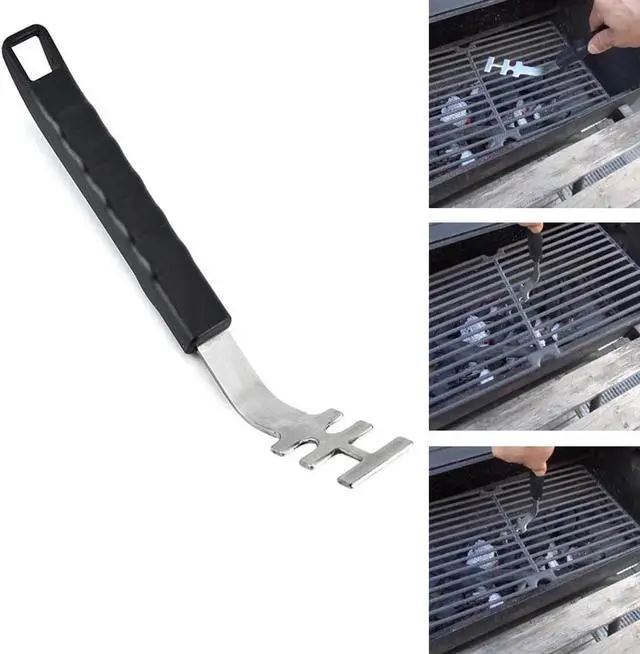 Alt view image 6 of 6 - Grill Grate Lifter Tool Cast Iron Grid Lever Lock Lifting Gripper Handle Clip for Barbecue Grilling Baking Drying Steaming BBQ Oven Cooling Racks Charcoal Gas Grills Wire Roasting Rack