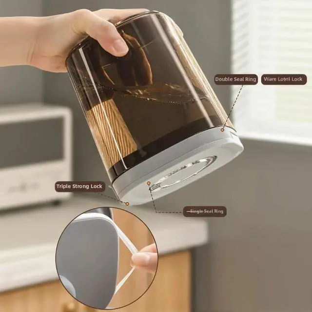 Alt view image 2 of 5 - Airtight Brown Sugar Container Airtight Brown Sugar Keeper Storage Container Flour Container Coffee Canister with Spoon Food Cereal Bins Household for Kitchen Pantry (1300ml)