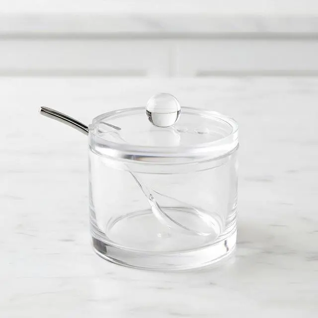 Main image of Sugar Bowl with Lid & Spoon, 8 Oz Acrylic Container Dishwasher Safe & Airtight, Perfect for Coffee, Tea, Cereal, and Kitchen Countertop Storage - Clear Canister Jar Dispenser