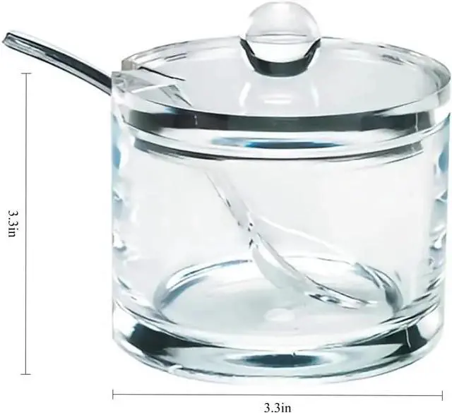 Alt view image 2 of 5 - Sugar Bowl with Lid & Spoon, 8 Oz Acrylic Container Dishwasher Safe & Airtight, Perfect for Coffee, Tea, Cereal, and Kitchen Countertop Storage - Clear Canister Jar Dispenser