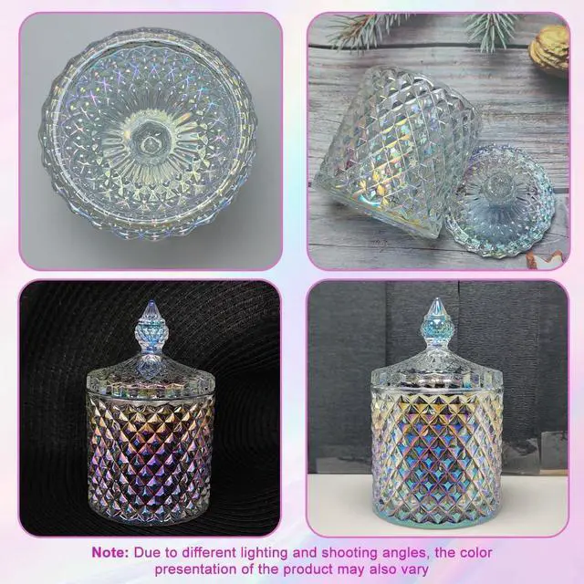 Alt view image 7 of 7 - ericotry 1PCS 300m/10oz Crystal Glass Candy Dish with Crystal Lid Candy Box Sugar Bowl Tin Biscuit Barrel Decorative Candy Jar (Glazed)