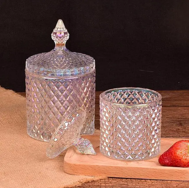 Alt view image 2 of 7 - ericotry 1PCS 300m/10oz Crystal Glass Candy Dish with Crystal Lid Candy Box Sugar Bowl Tin Biscuit Barrel Decorative Candy Jar (Glazed)