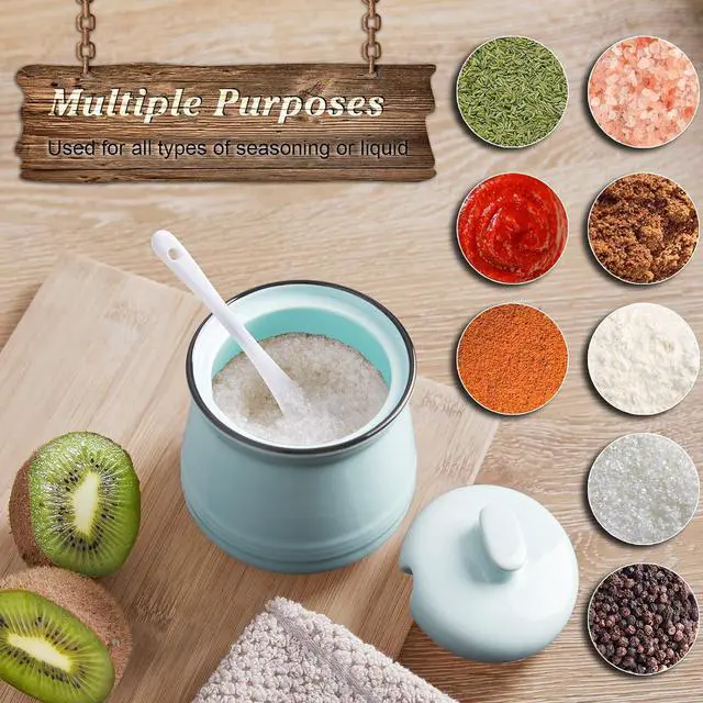 Alt view image 7 of 7 - DAYYET Sugar Bowl with Lid and Spoon, 12 oz Ceramic Sugar Bowl with Spoon, Sugar Container for Coffee Bar, Sugar Jar Sugar Dispenser Bowl, Turquoise Kitchen Decor and Accessories