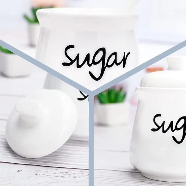 Alt view image 12 of 14 - Ceramic Sugar Bowl with Lid and Spoon, 12 Ounces Porcelain Sugar Jar Sugar Dispenser, Sugar Container for Home and Kitchen Decor (White)