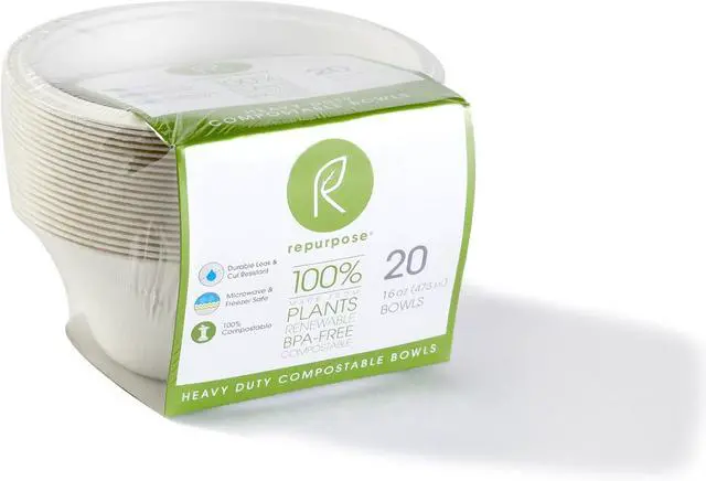 Alt view image 6 of 6 - Repurpose 100% Compostable Eco-Friendly Tree Free Paper Bowls, 20 Count