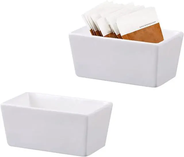Main image of 123Arts 2pcs White Ceramic Sugar Packet Holders Tea Bag Bowls