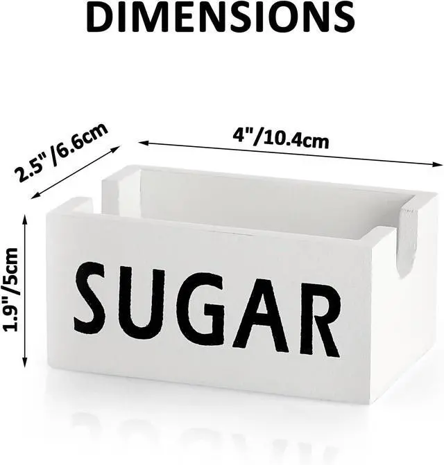 Alt view image 2 of 7 - ELLDOO Wood Sugar Packet Holder, Farmhouse Sugar Packets Caddy, Tea Bag Organizer Sweetener Packets Storage, Small Condiments Packet Holder Sugar Dispenser for Coffee Bar Countertop, White