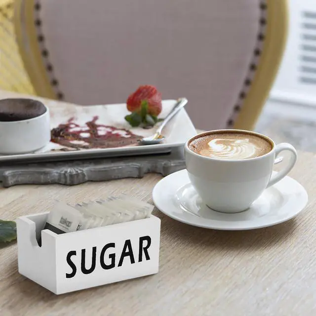 Alt view image 3 of 7 - ELLDOO Wood Sugar Packet Holder, Farmhouse Sugar Packets Caddy, Tea Bag Organizer Sweetener Packets Storage, Small Condiments Packet Holder Sugar Dispenser for Coffee Bar Countertop, White