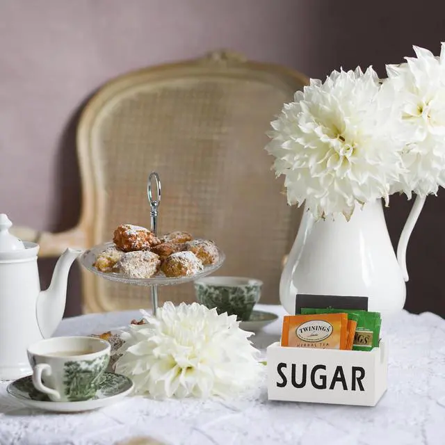 Alt view image 6 of 7 - ELLDOO Wood Sugar Packet Holder, Farmhouse Sugar Packets Caddy, Tea Bag Organizer Sweetener Packets Storage, Small Condiments Packet Holder Sugar Dispenser for Coffee Bar Countertop, White