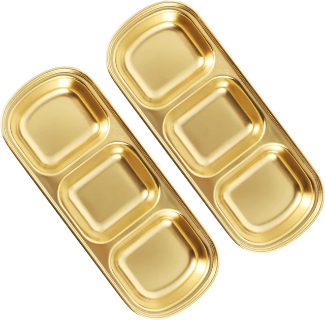 Main image of Cabilock 2 Pack 304 Stainless Steel 3-Section Sauce Dishes