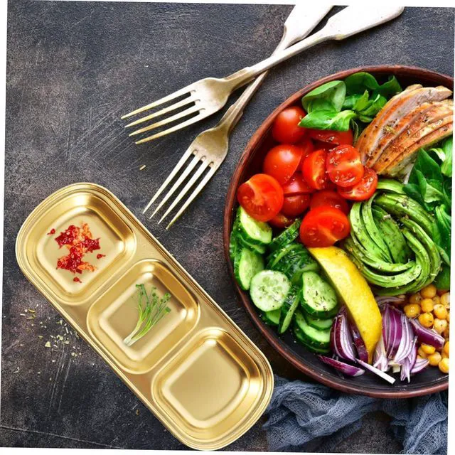 Alt view image 3 of 7 - Cabilock 2 Pack 304 Stainless Steel 3-Section Sauce Dishes