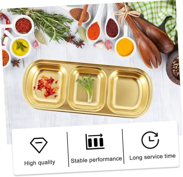 Alt view image 7 of 7 - Cabilock 2 Pack 304 Stainless Steel 3-Section Sauce Dishes