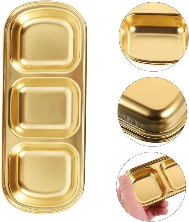 Alt view image 5 of 7 - Cabilock 2 Pack 304 Stainless Steel 3-Section Sauce Dishes