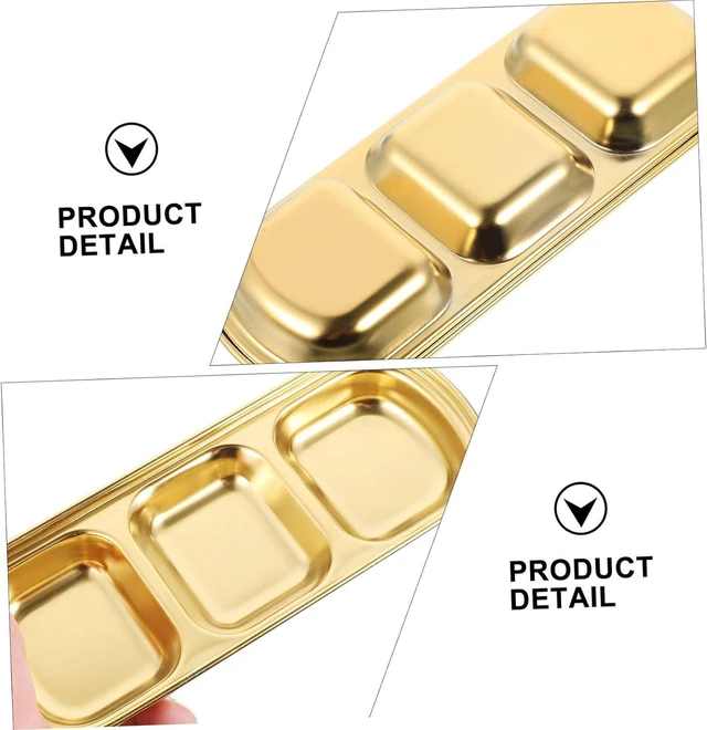 Alt view image 6 of 7 - Cabilock 2 Pack 304 Stainless Steel 3-Section Sauce Dishes