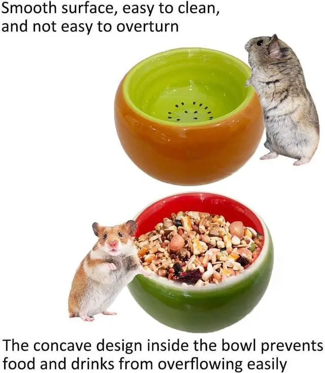 Alt view image 4 of 7 - Hamiledyi 2PCS Hamster Bowl Ceramic Food Water Feeding Dish for Dwarf Syrian Hamsters Gerbils Rats Mice Sugar Glider