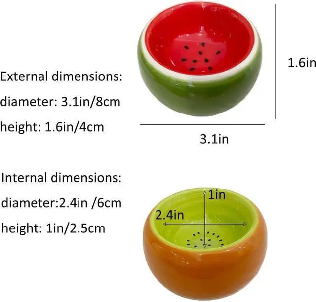 Alt view image 7 of 7 - Hamiledyi 2PCS Hamster Bowl Ceramic Food Water Feeding Dish for Dwarf Syrian Hamsters Gerbils Rats Mice Sugar Glider