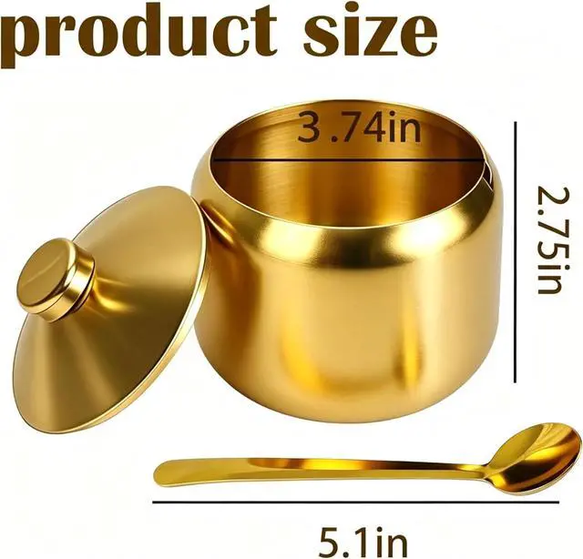 Alt view image 2 of 5 - 15oz Stainless Steel Sugar Bowl Includes Lid and Spoon