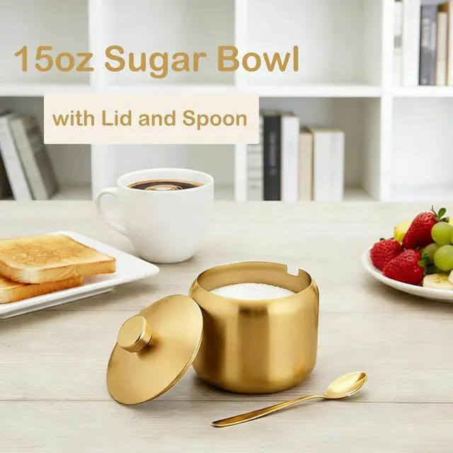 Alt view image 5 of 5 - 15oz Stainless Steel Sugar Bowl Includes Lid and Spoon