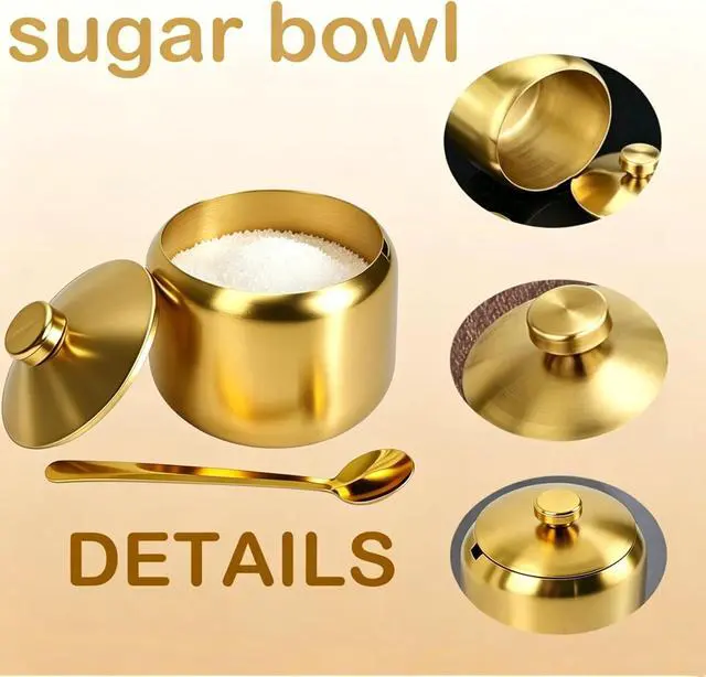 Alt view image 3 of 5 - 15oz Stainless Steel Sugar Bowl Includes Lid and Spoon