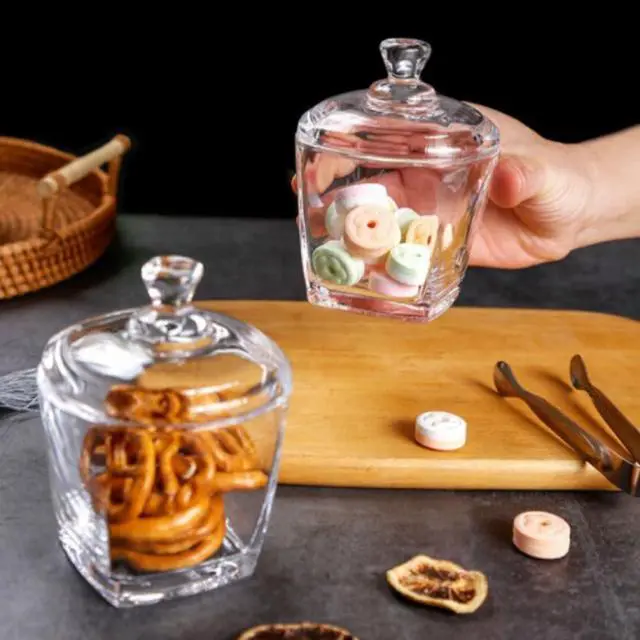 Alt view image 2 of 7 - Glass Sugar Bowl Candy Dish with Lid Airtight Candy Dish Elegant Kitchen Countertop Storage for Sugar, Sweets, Snacks & Coffee Pods, Clear Glass Container for Pantry, Dining Table Decor 8oz,240ml