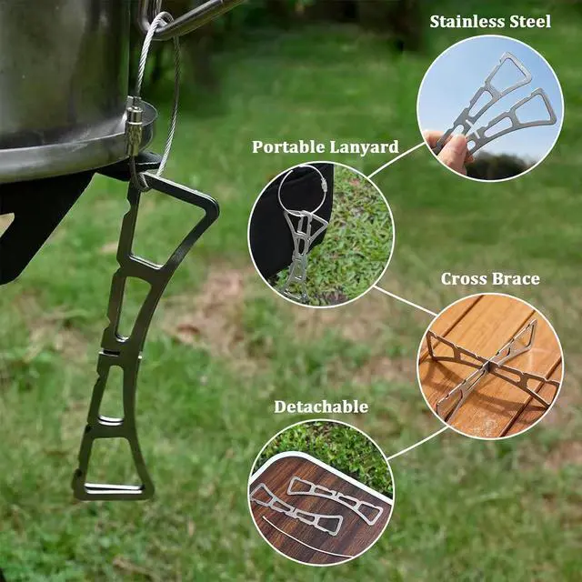 Alt view image 3 of 6 - MIUPOO Outdoor Cooking Rack,Stainless Steel Baking Steaming Roasting Rack,for BBQ,Steaming,and Outdoor Cooking,Steam Rack Removable,4.85 Inches,2 Pieces.