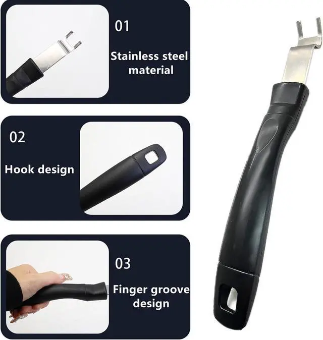 Alt view image 3 of 7 - 2 Pcs Stainless Steel Grill Grate Lifter Gripper
