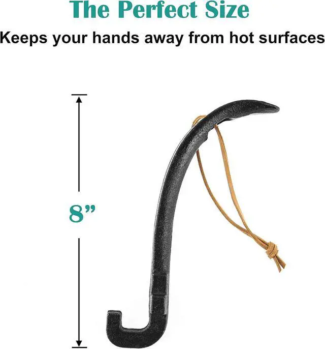 Alt view image 2 of 7 - Cast Iron Grill Grate Lifter, Cooking Grid Lifter Gripper for Big Green Egg, Primo Kamado Charcoal Grill Smoker