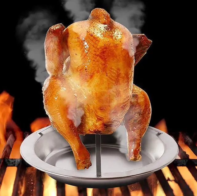 Alt view image 3 of 4 - Roast Chicken Rack, 7.8 Inch x 6.8 Inch Stainless Steel Beer Can Grill Rack for Home and Outdoors Party (1)