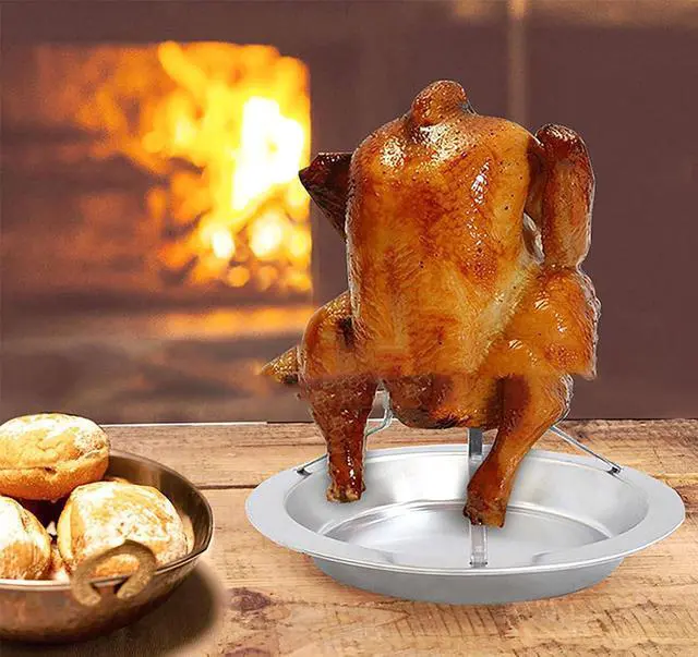 Alt view image 4 of 4 - Roast Chicken Rack, 7.8 Inch x 6.8 Inch Stainless Steel Beer Can Grill Rack for Home and Outdoors Party (1)