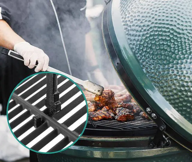 Alt view image 7 of 7 - Cast Iron Grill Grate Lifter, Cooking Grid Lifter Gripper for Big Green Egg, Primo Kamado Charcoal Grill Smoker