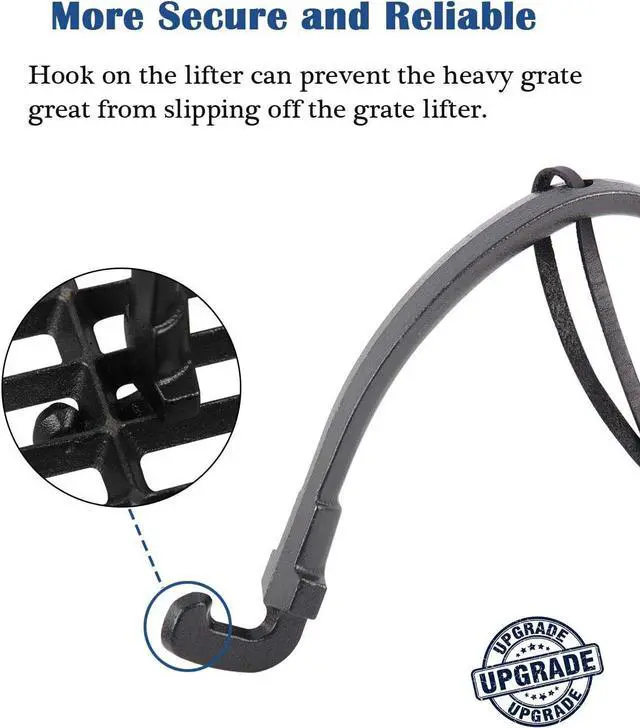 Alt view image 4 of 7 - Grill Grate Lifter Cast Iron Cooking Grid Lifter Kamado Grill Accessories Compatible with Big Green Egg,Primo Kamado Charcoal Grill Smoker Set for Moving Hot Plate