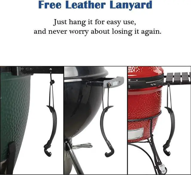 Alt view image 5 of 7 - Grill Grate Lifter Cast Iron Cooking Grid Lifter Kamado Grill Accessories Compatible with Big Green Egg,Primo Kamado Charcoal Grill Smoker Set for Moving Hot Plate