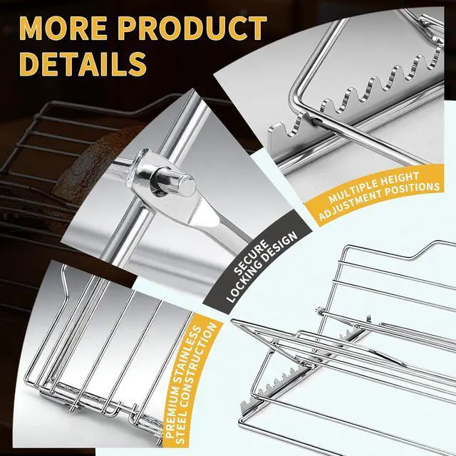 Alt view image 3 of 7 - Roasting Rack for 9x13 Inch Pan, Adjustable Turkey Rack for Roasting Pan V-Shaped, Made of Stainless Steel, Keeps Food Elevated and Improves Airflow, Easy to Clean, Ideal for Turkey and Chicken