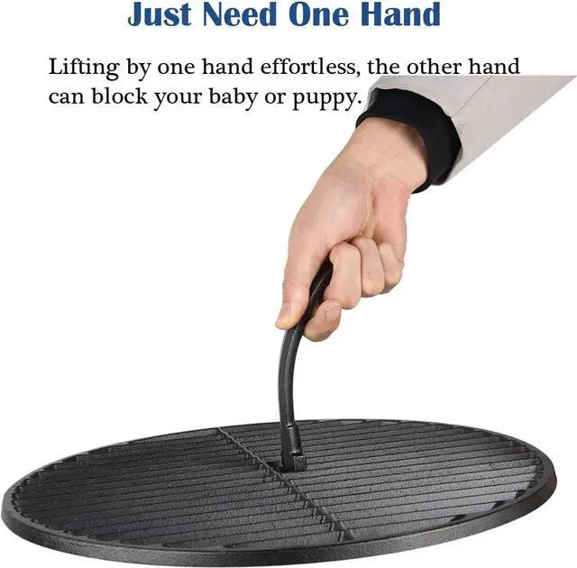 Alt view image 6 of 7 - Grill Grate Lifter Cast Iron Cooking Grid Lifter Kamado Grill Accessories Compatible with Big Green Egg,Primo Kamado Charcoal Grill Smoker Set for Moving Hot Plate
