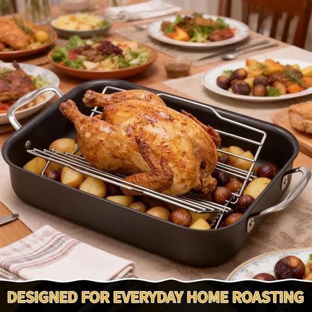 Alt view image 7 of 7 - Roasting Rack for 9x13 Inch Pan, Adjustable Turkey Rack for Roasting Pan V-Shaped, Made of Stainless Steel, Keeps Food Elevated and Improves Airflow, Easy to Clean, Ideal for Turkey and Chicken