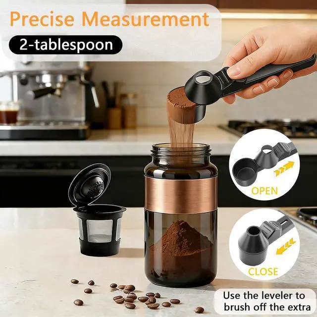 Alt view image 3 of 7 - Funnel Coffee Scoop for Ground Coffee,Anti-Spill Protein Powder Scoop,Black