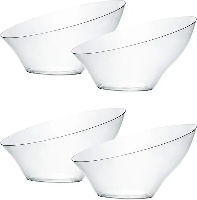 Main image of PLASTICPRO Disposable Angled Plastic Bowls Round Small Serving Bowl, Elegant for Party's, Snack, or Salad Bowl, Clear Pack of 8