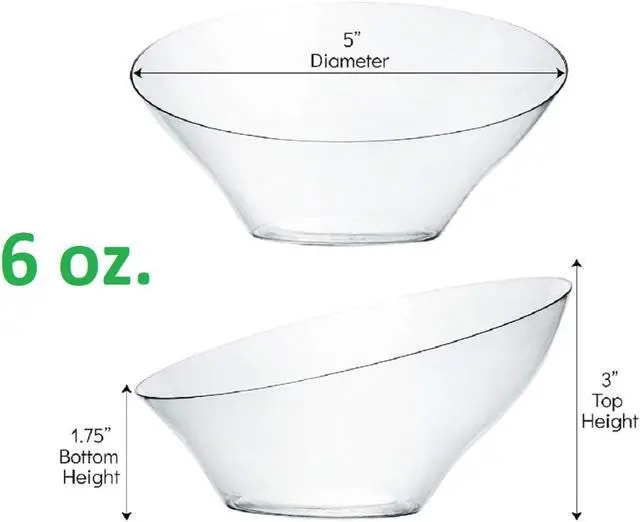 Alt view image 2 of 7 - PLASTICPRO Disposable Angled Plastic Bowls Round Small Serving Bowl, Elegant for Party's, Snack, or Salad Bowl, Clear Pack of 8