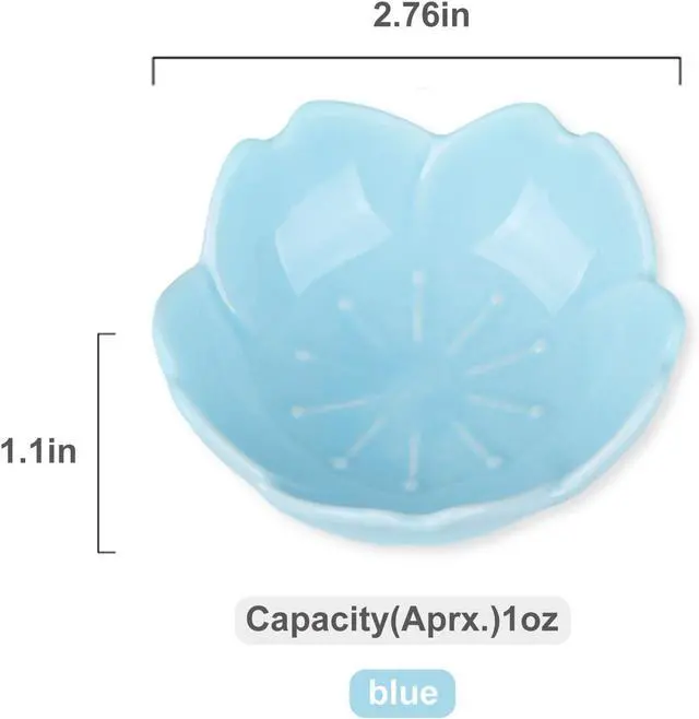 Alt view image 2 of 7 - WHJY Blue Cherry Blossom Dish Set, Cute Pink Ceramic Plates, Sauce/Seasoning Dish, Sushi Dishes, Soy Dipping Bowl, Dessert, Appetizer Plates, Serving Dish for Kitchen Home Set of 5