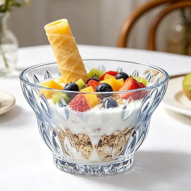 Main image of Glass Cereal Bowls for Salad Snack Fruit Dessert Milkshakes Sherbet,10.82oz