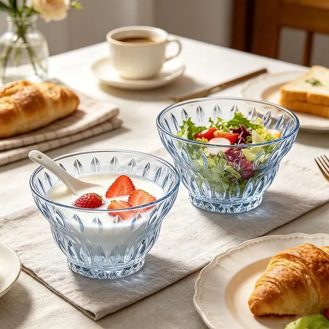 Alt view image 4 of 7 - Glass Cereal Bowls for Salad Snack Fruit Dessert Milkshakes Sherbet,10.82oz