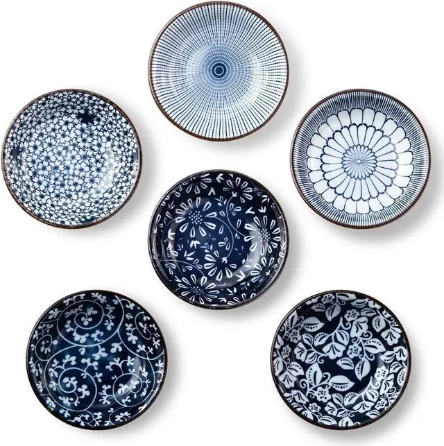 Main image of Eisinly 6 Pack Dipping Bowls,3 OZ Small Ceramic Soy Sauce Dish,Vintage Blue