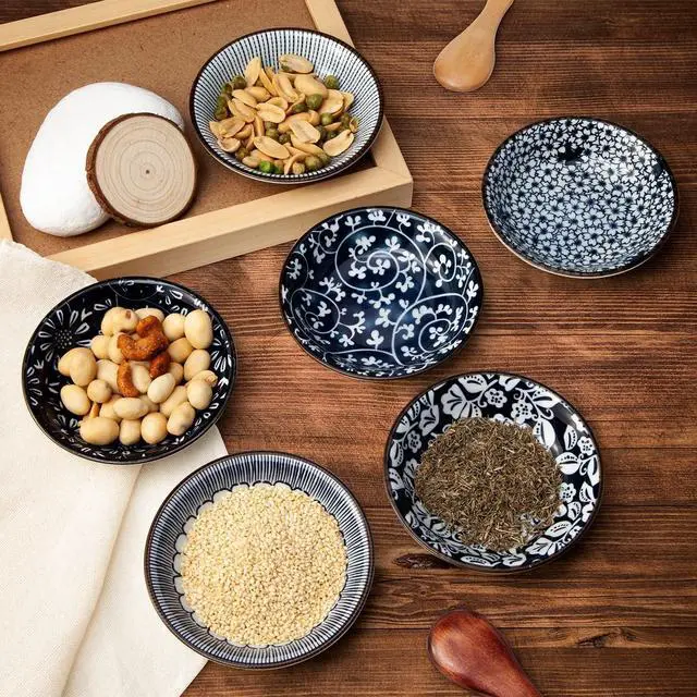 Alt view image 3 of 7 - Eisinly 6 Pack Dipping Bowls,3 OZ Small Ceramic Soy Sauce Dish,Vintage Blue