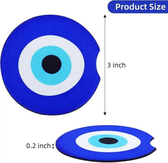 Alt view image 4 of 7 - Giantree 2 Pack Car Cup Coaster, Blue Evil Eye Car Cup Holder