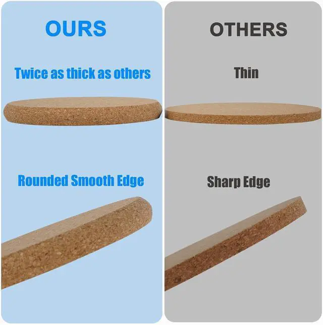 Alt view image 4 of 7 - 8 Pcs Drink Coasters with Holder, Thicker Cork Coasters for Drinks Absorbent for Coffee Table Wooden Coaster Set Tabletop Protection Cup Mat Bar Kitchen Living Room House Home Decor Housewarming Gift