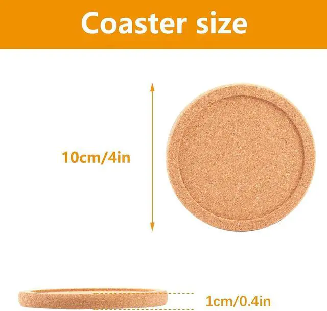 Alt view image 2 of 7 - 6 PCS Cork Coasters with Lip, Reusable with Lips Set Extra Thick Perfect Coasters, Non-Slip, Heat Resistant, Suitable for Mugs, Glasses,for Drinks Home Tabletop Decoration