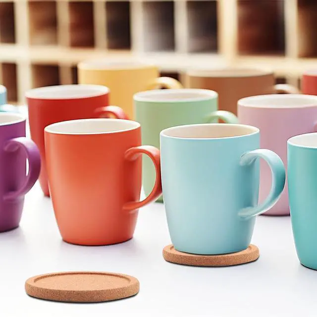 Alt view image 5 of 7 - 6 PCS Cork Coasters with Lip, Reusable with Lips Set Extra Thick Perfect Coasters, Non-Slip, Heat Resistant, Suitable for Mugs, Glasses,for Drinks Home Tabletop Decoration