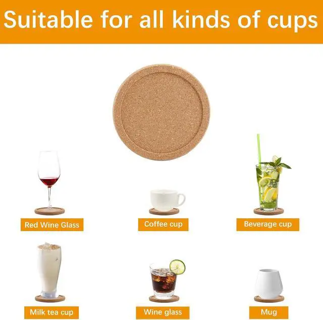 Alt view image 7 of 7 - 6 PCS Cork Coasters with Lip, Reusable with Lips Set Extra Thick Perfect Coasters, Non-Slip, Heat Resistant, Suitable for Mugs, Glasses,for Drinks Home Tabletop Decoration